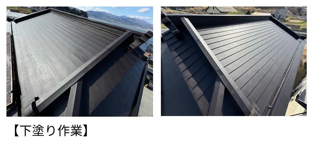 工程2-1 2階屋根への錆止めプライマー塗布