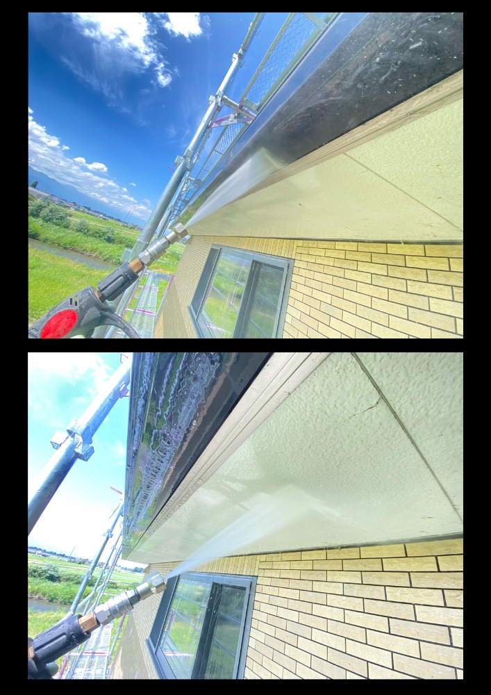 工程1-2 横樋・軒天の高圧洗浄