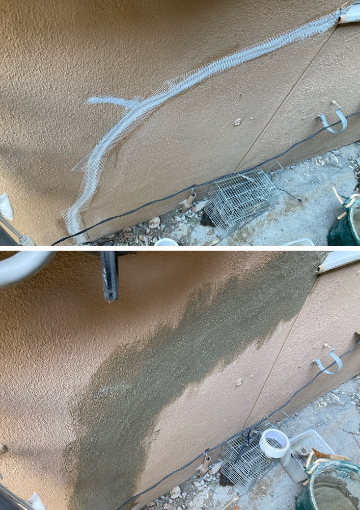 工程4-1 外壁メッシュシートによる補強処理