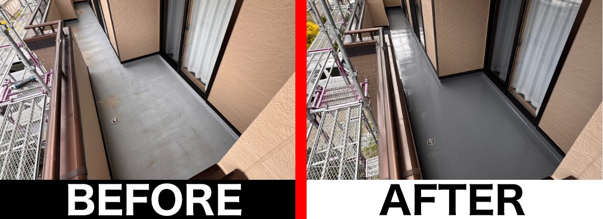 諏訪市 ベランダトップコート工事 施工写真 建築塗装塗匠