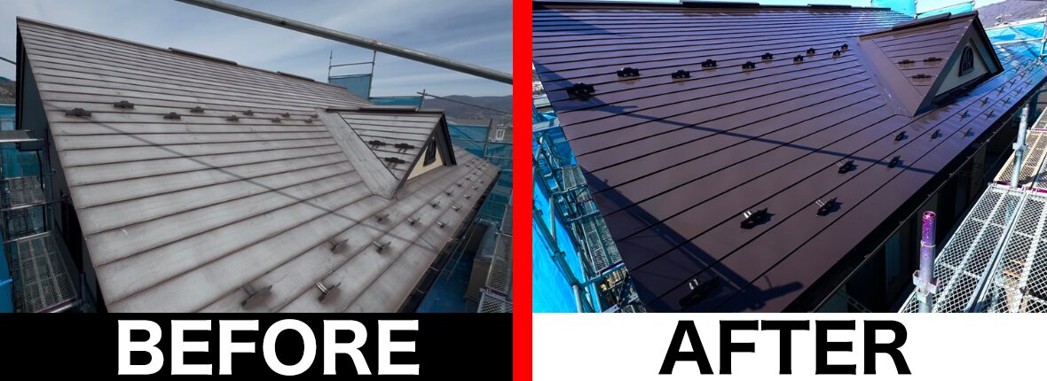 諏訪市 屋根塗装工事 施工写真 建築塗装塗匠