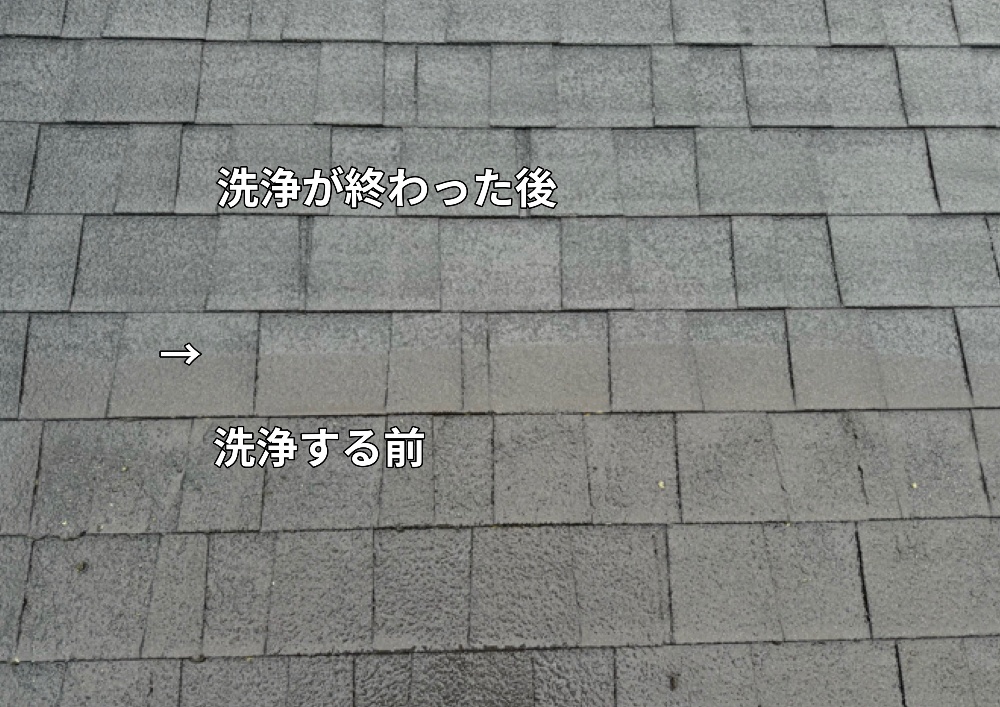 工程1-5 高圧洗浄 洗浄前後の汚れ除去の比較