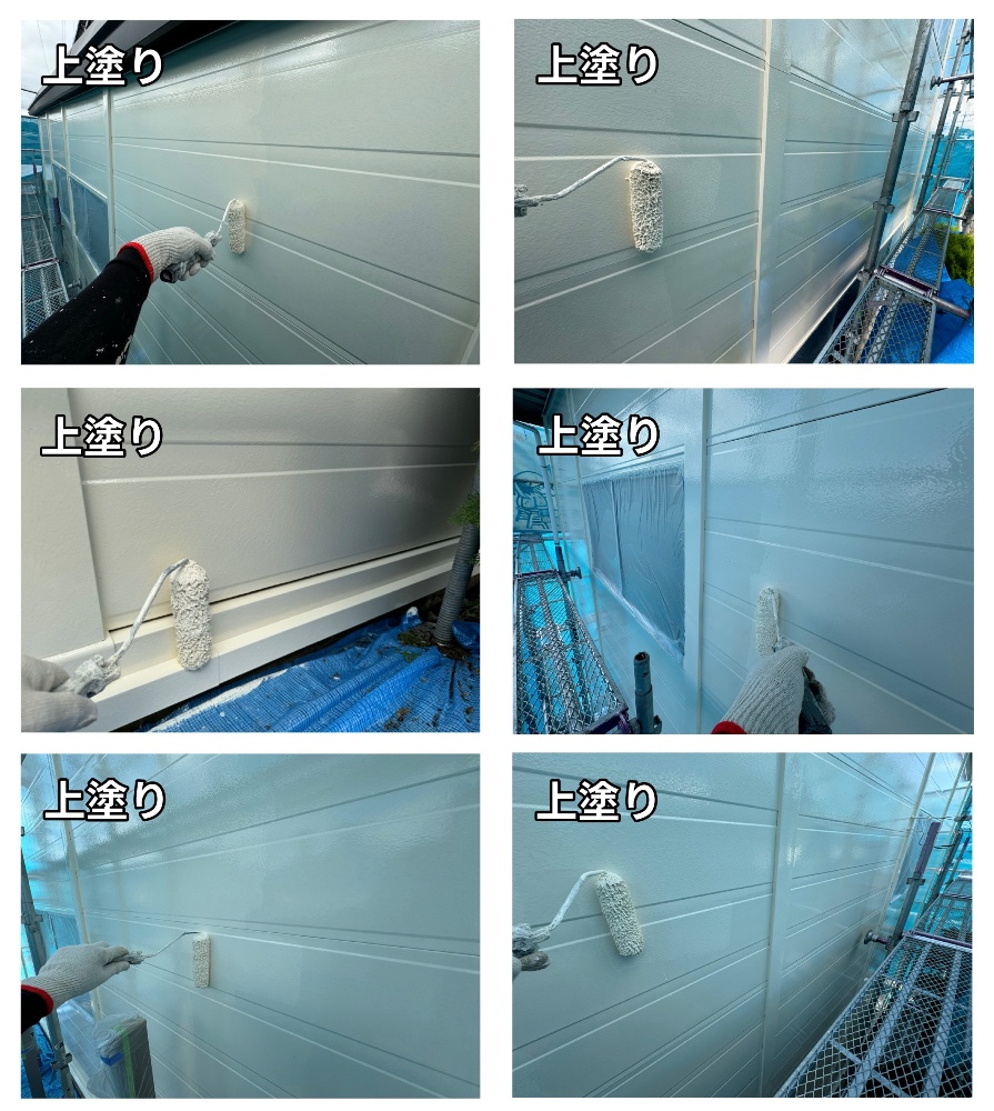 工程2-2 外壁フッ素塗装 上塗り作業（1回目）