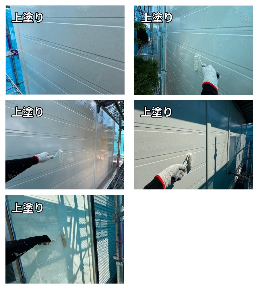 工程2-3 外壁フッ素塗装 上塗り施工状況（2回目）