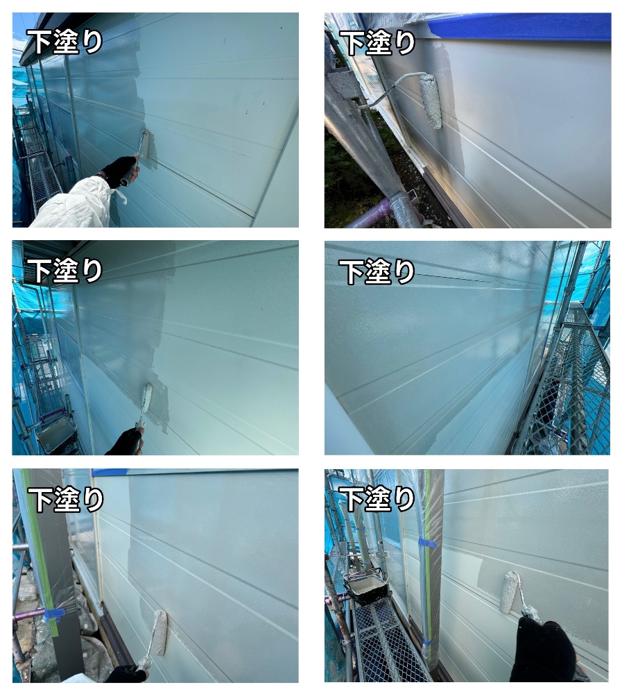 工程1-8 金属サイディングへの2液型錆止め下塗り作業