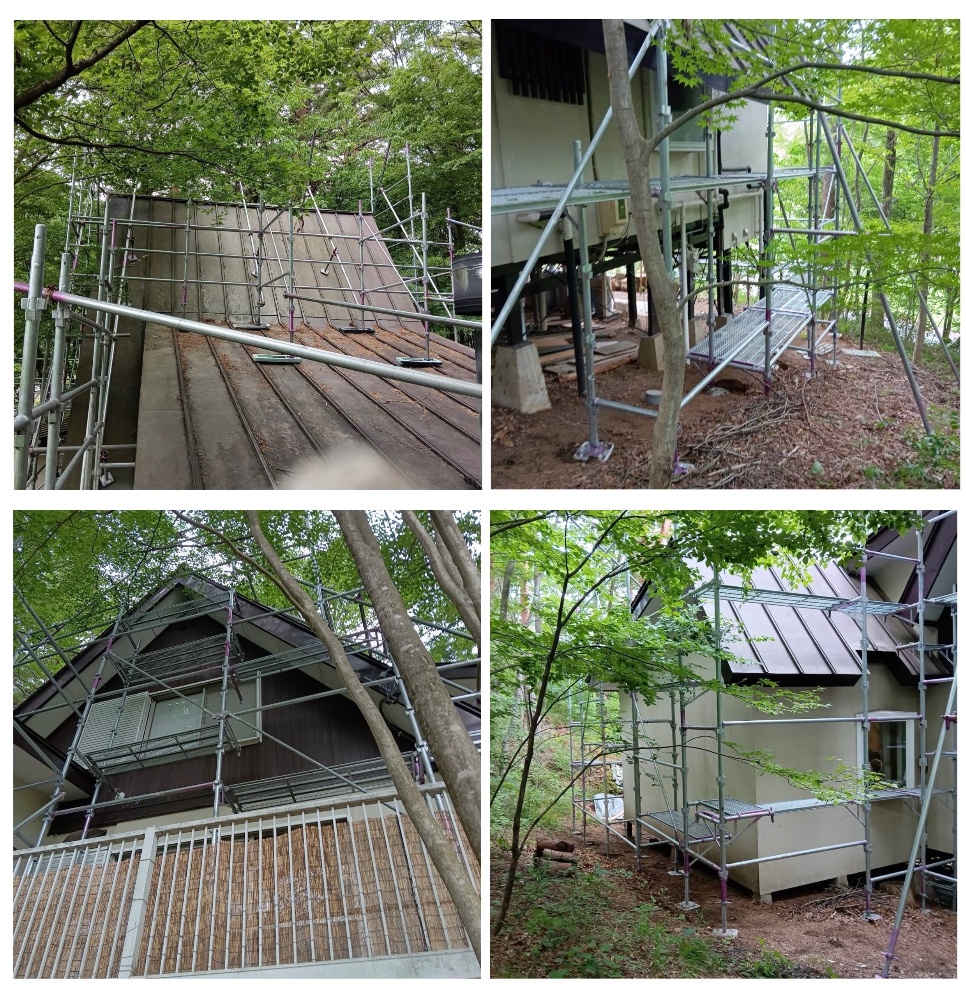 工程1-3 建物・周辺の木々に配慮した足場仮設