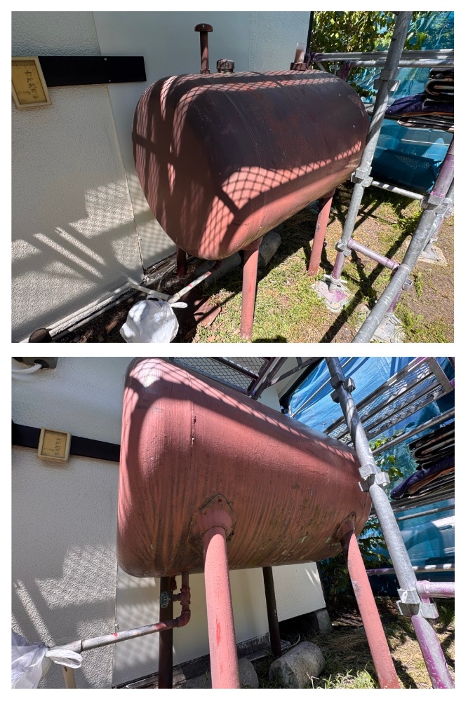 灯油タンク塗装作業1