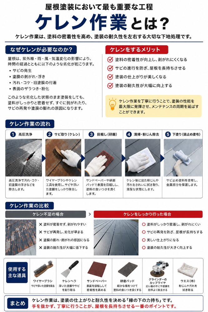 屋根の機械ケレン作業2