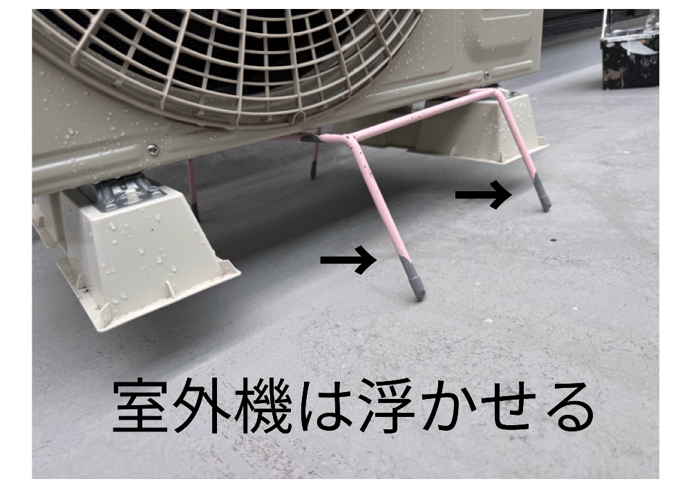 エアコン室外機を専用台座に載せた状態