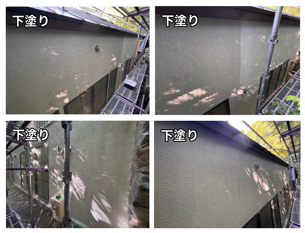 東面外壁の下塗り作業の続き