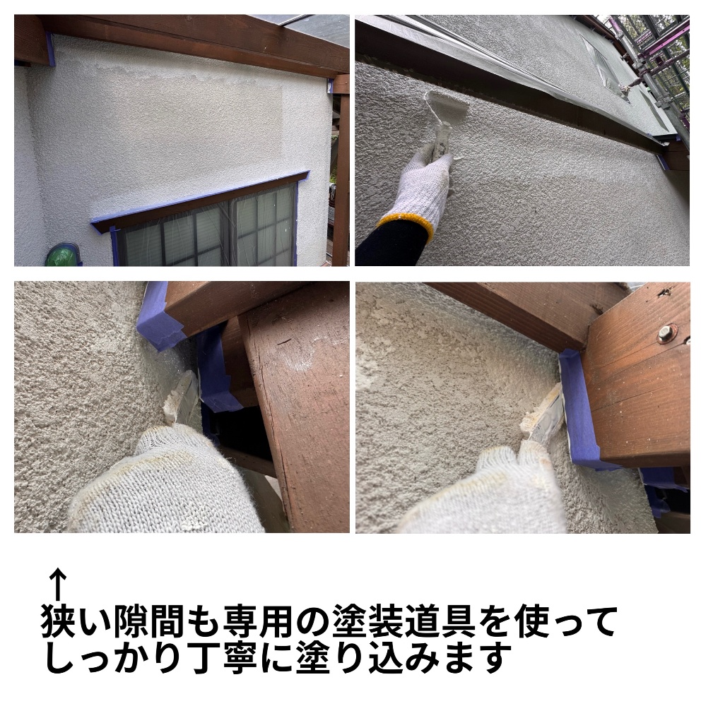 富士見町I様邸 デッキ面外壁下塗り2