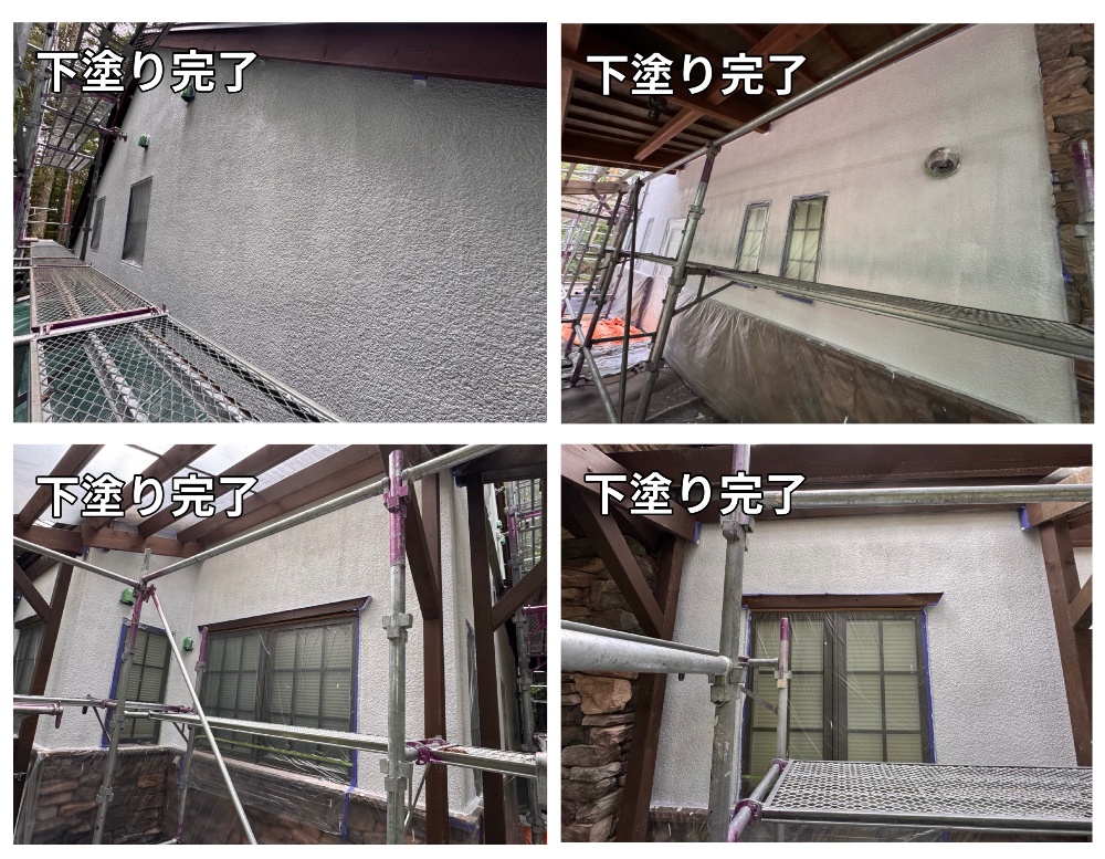 富士見町I様邸 デッキ面外壁下塗り3
