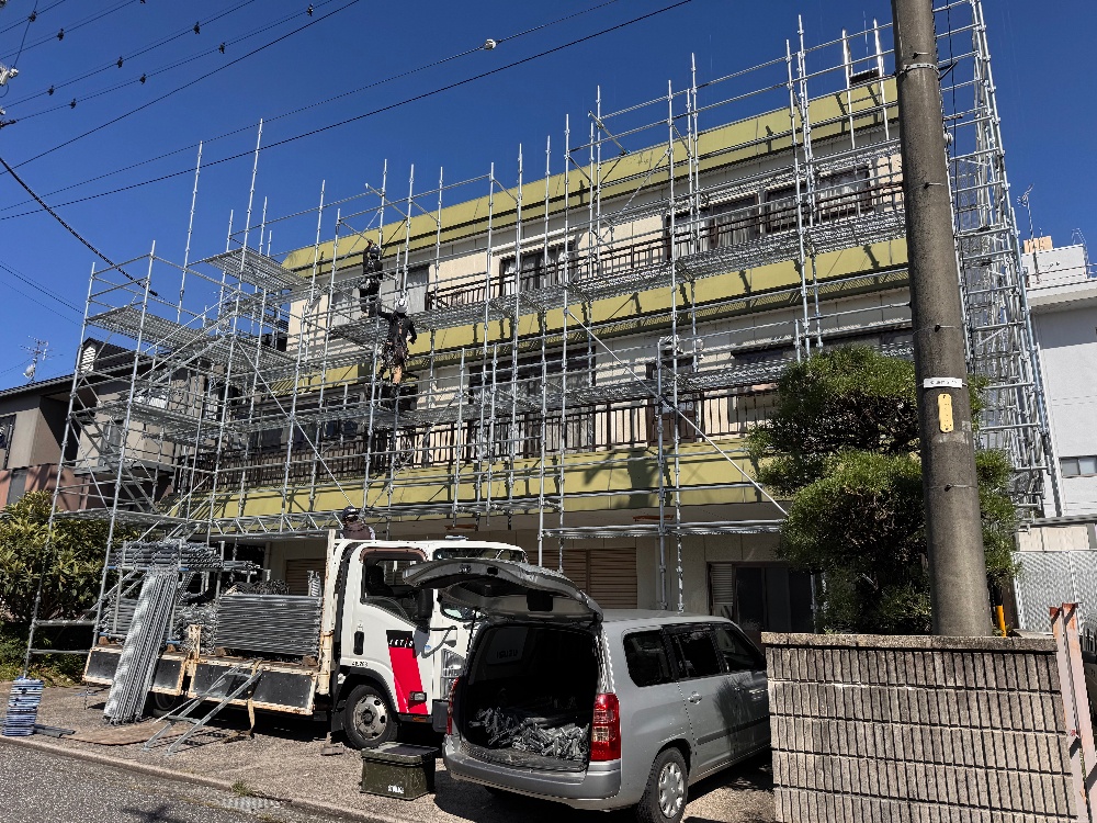 飯田市I様邸 足場仮設の状況1