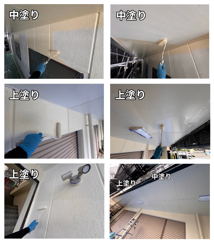 飯田市I様邸 外壁の中塗りと上塗りの比較