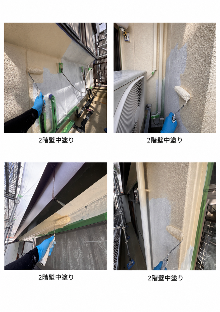 飯田市I様邸 2階外壁の中塗り
